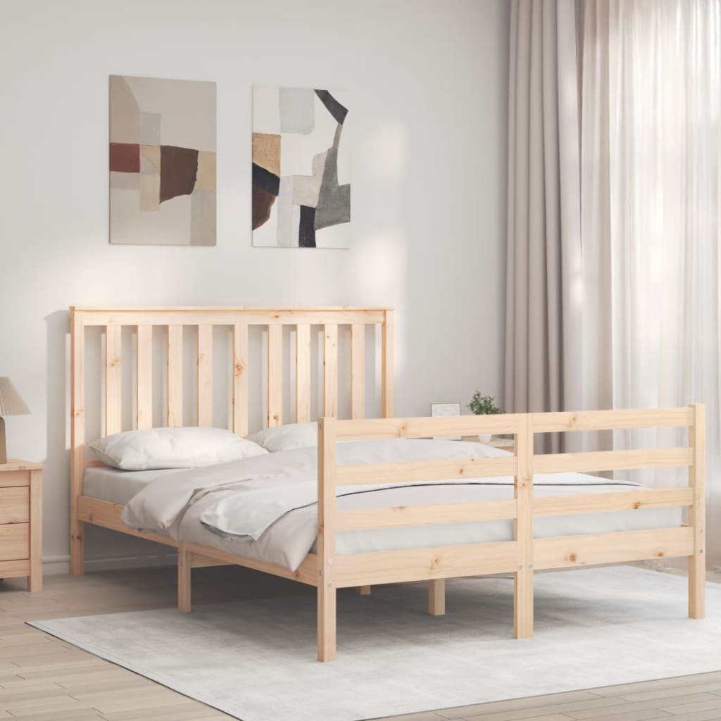 vidaXL Bed Frame with Headboard Solid Wood