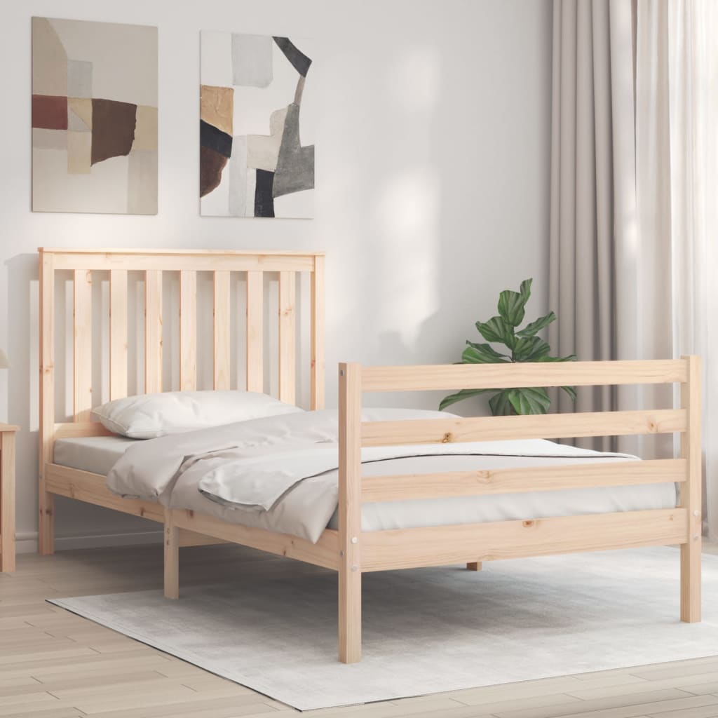vidaXL Bed Frame with Headboard Solid Wood