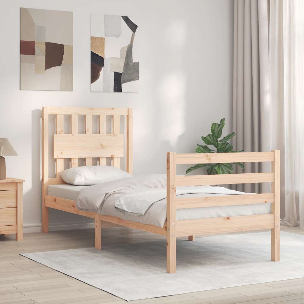 vidaXL Bed Frame with Headboard Solid Wood
