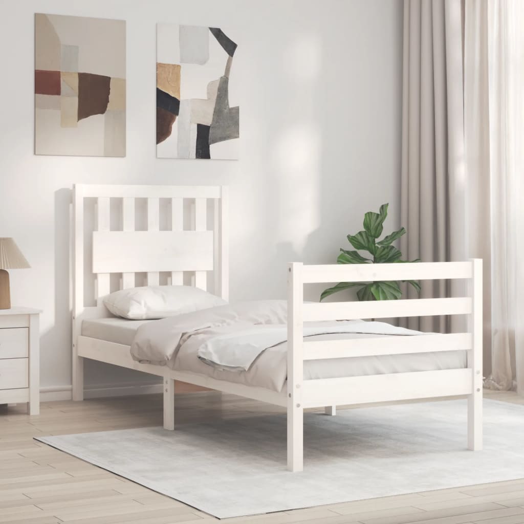 vidaXL Bed Frame with Headboard Solid Wood