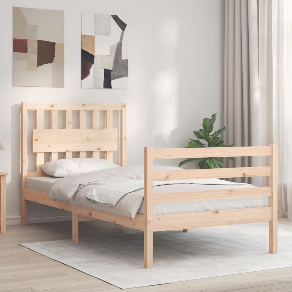 vidaXL Bed Frame with Headboard Solid Wood