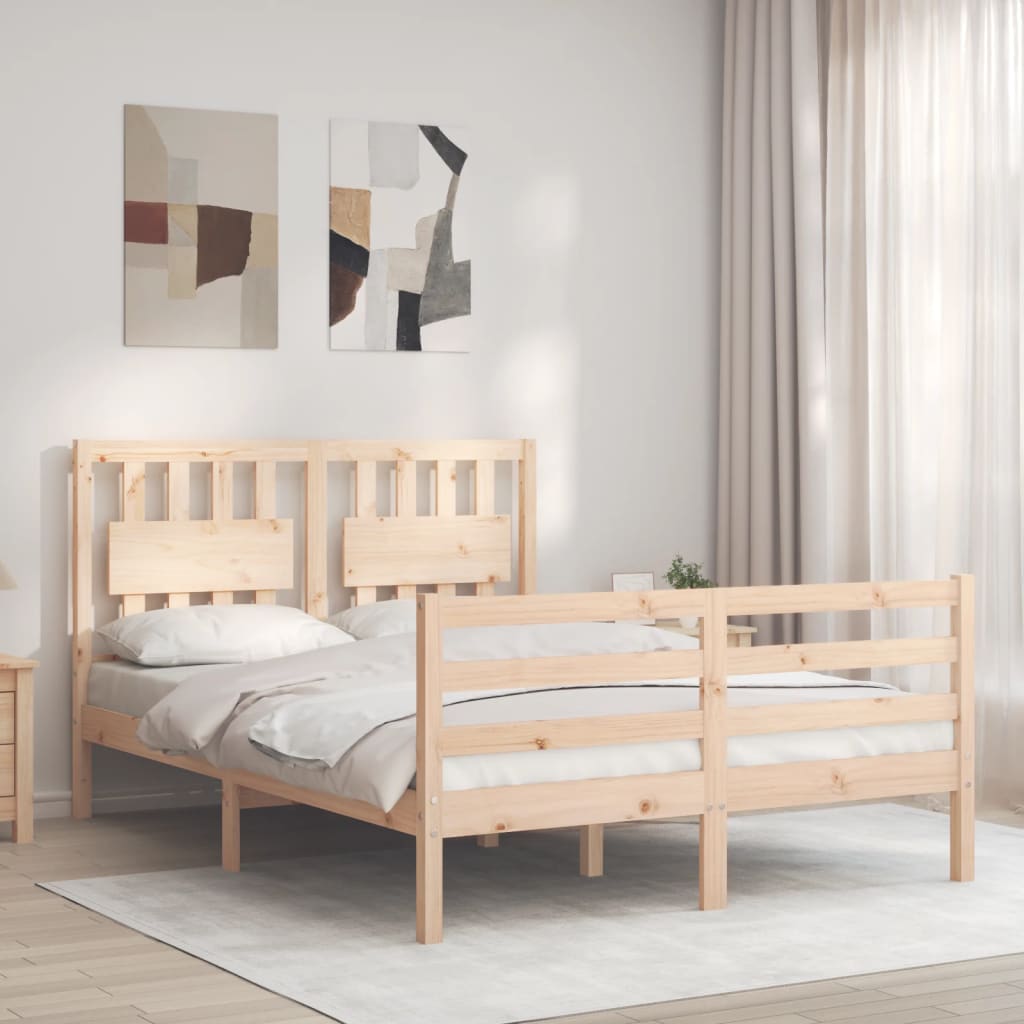 vidaXL Bed Frame with Headboard Solid Wood