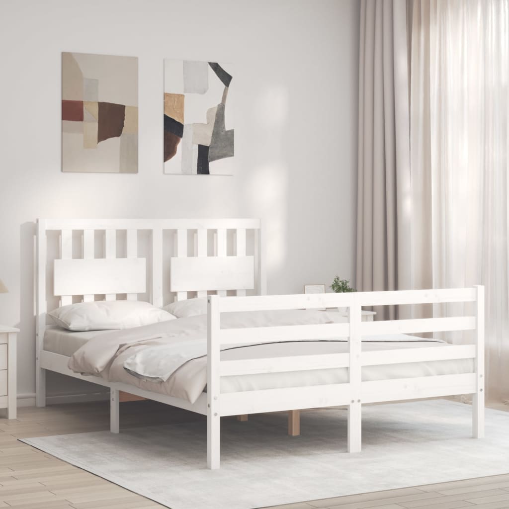vidaXL Bed Frame with Headboard Solid Wood