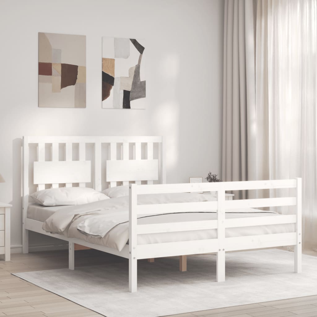 vidaXL Bed Frame with Headboard Solid Wood