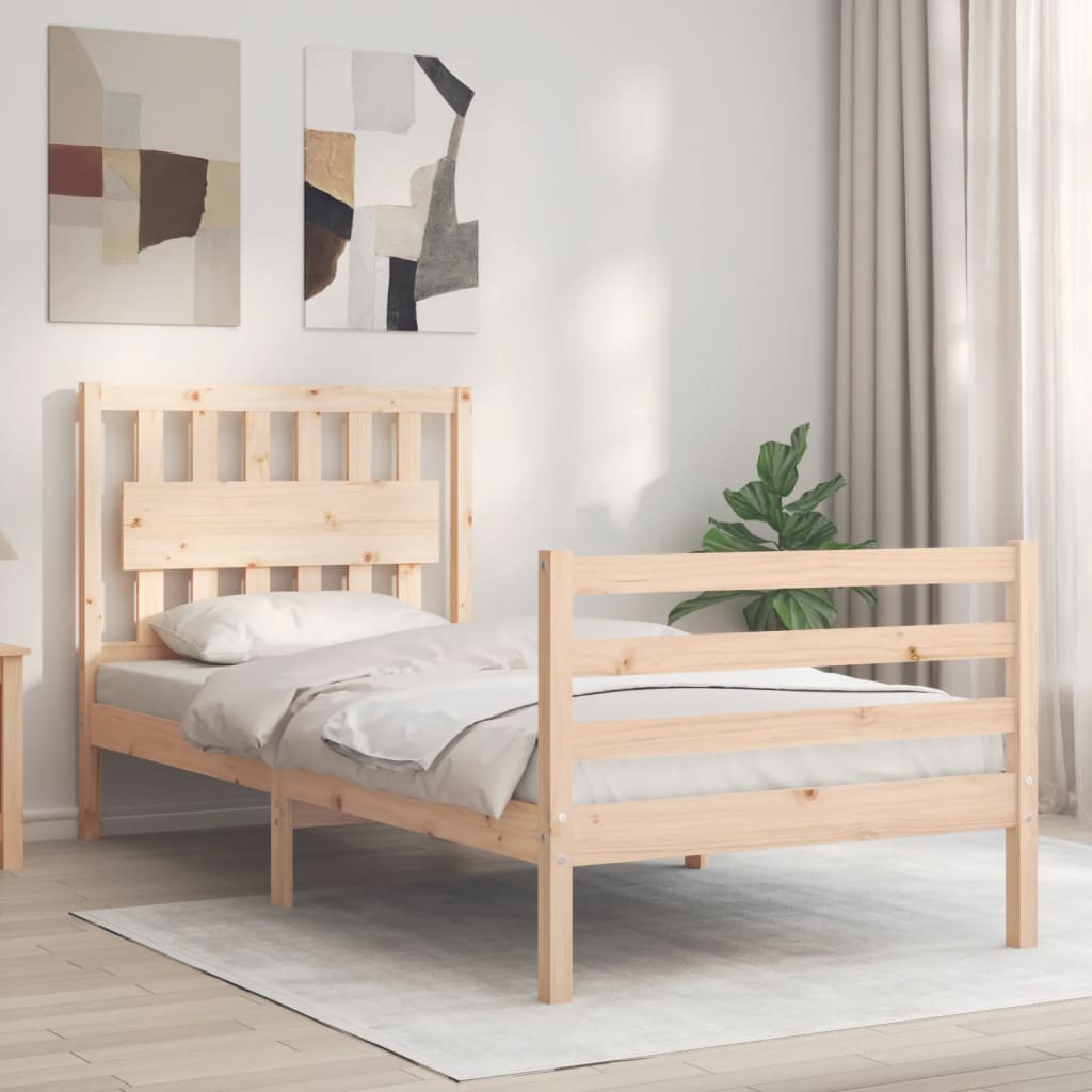 vidaXL Bed Frame with Headboard Solid Wood