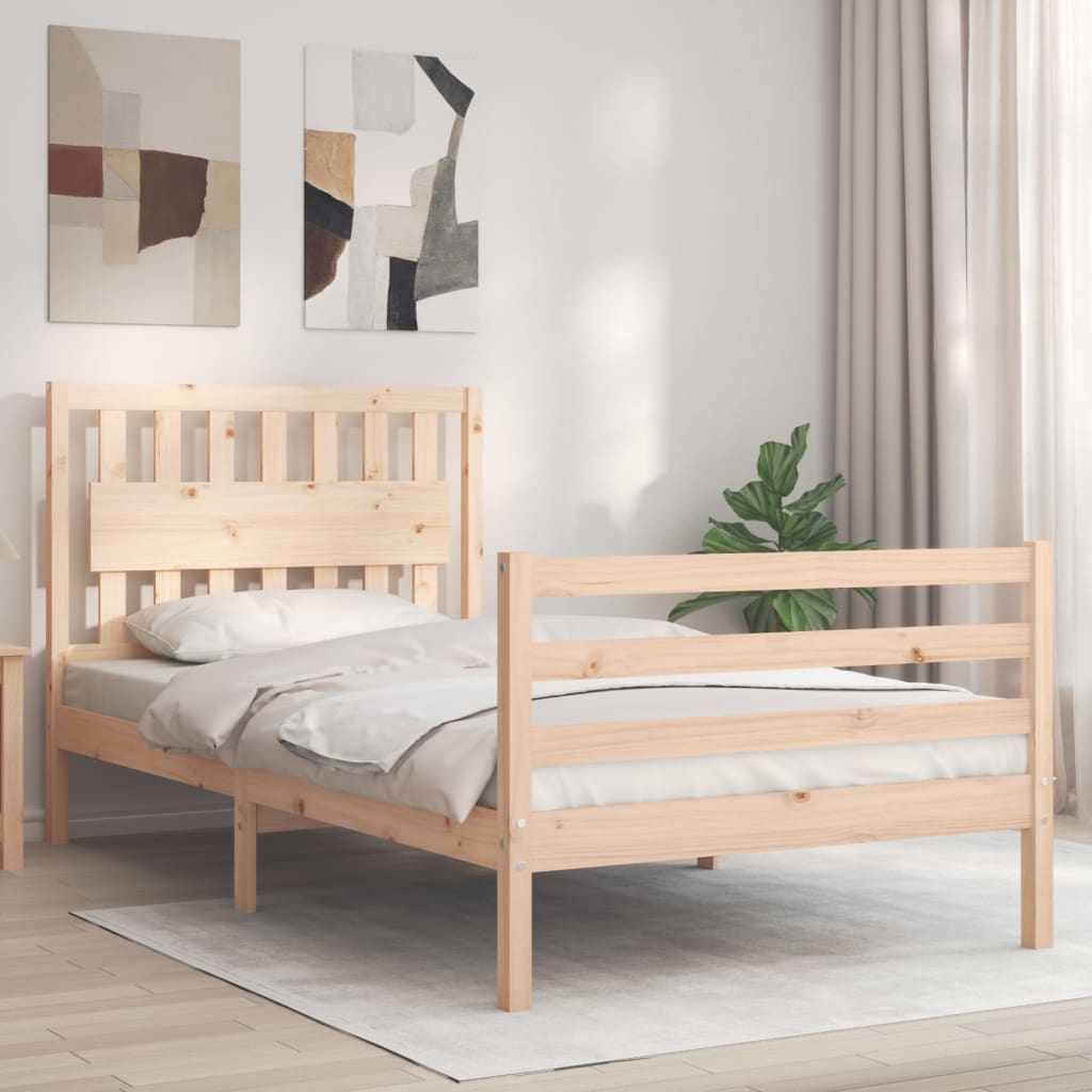 vidaXL Bed Frame with Headboard Solid Wood