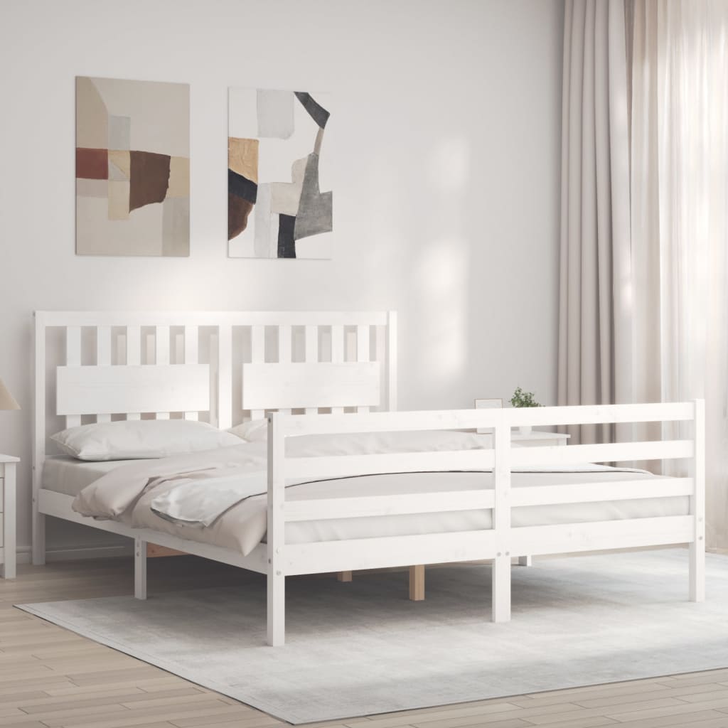vidaXL Bed Frame with Headboard Solid Wood