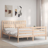 vidaXL Bed Frame with Headboard Solid Wood