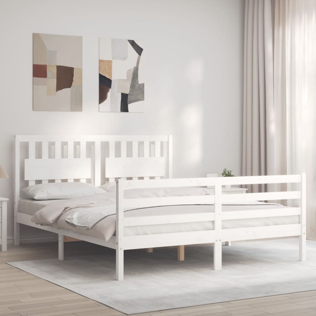 vidaXL Bed Frame with Headboard Solid Wood