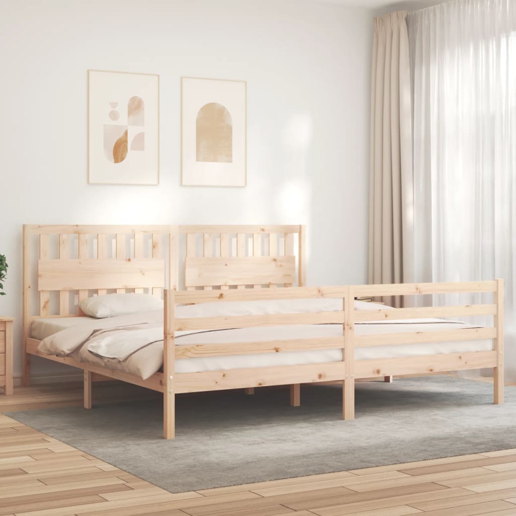 vidaXL Bed Frame with Headboard Solid Wood