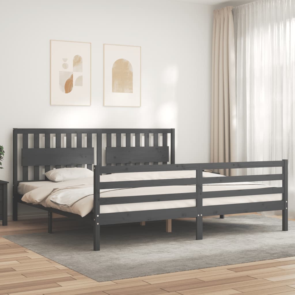 vidaXL Bed Frame with Headboard Solid Wood