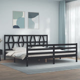 vidaXL Bed Frame with Headboard Solid Wood Grey 200x200 cm