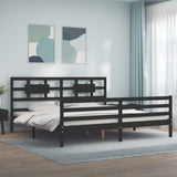 vidaXL Cadre de lit avec dessus de lit massif sans gris 200x200 cm
