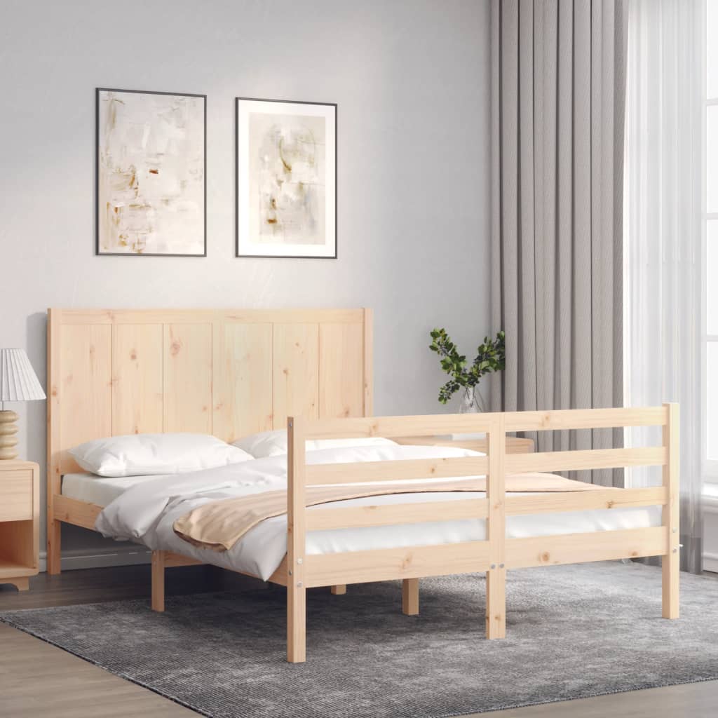 vidaXL Bed Frame with Headboard Solid Wood