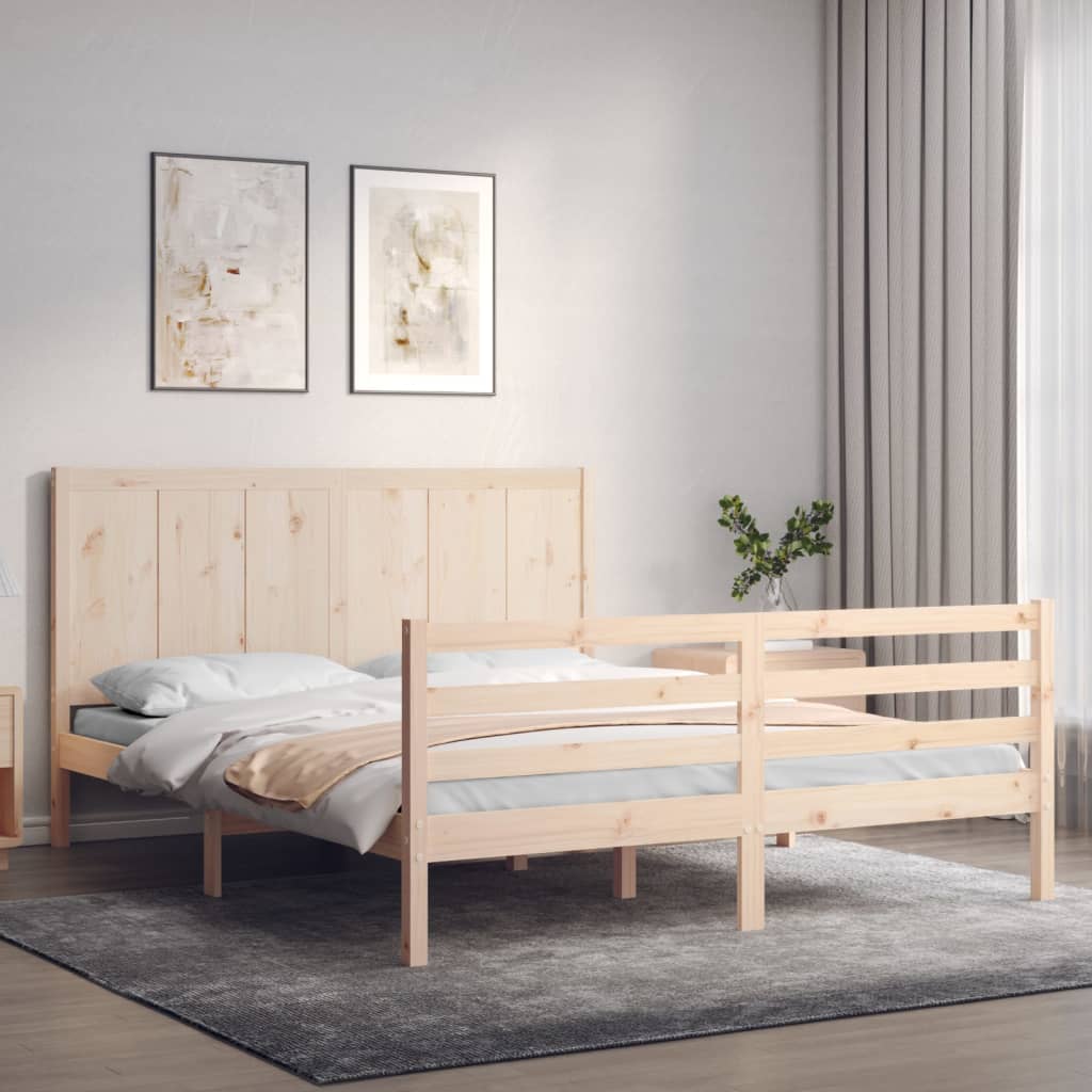 vidaXL Bed Frame with Headboard Solid Wood