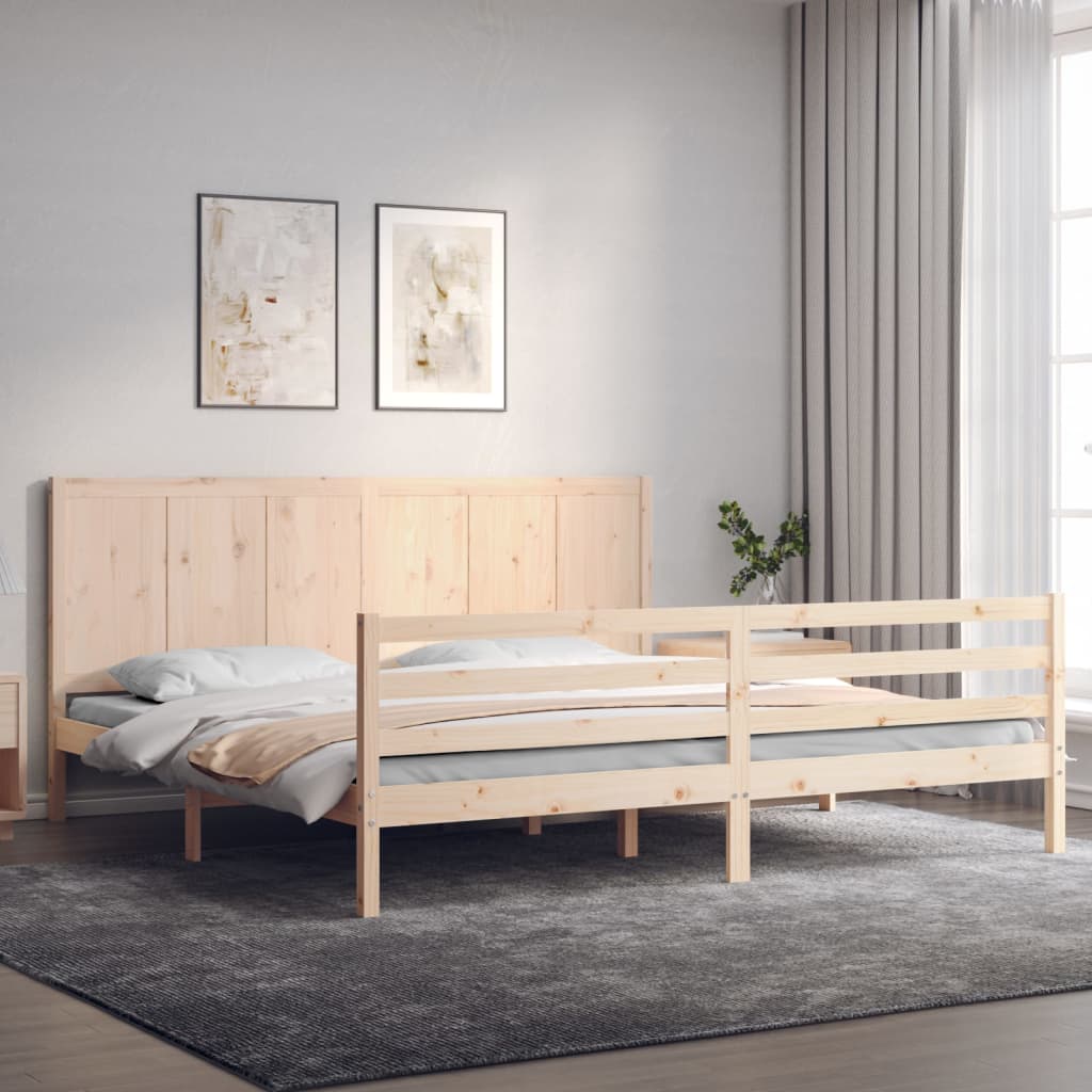 vidaXL Bed Frame with Headboard Solid Wood