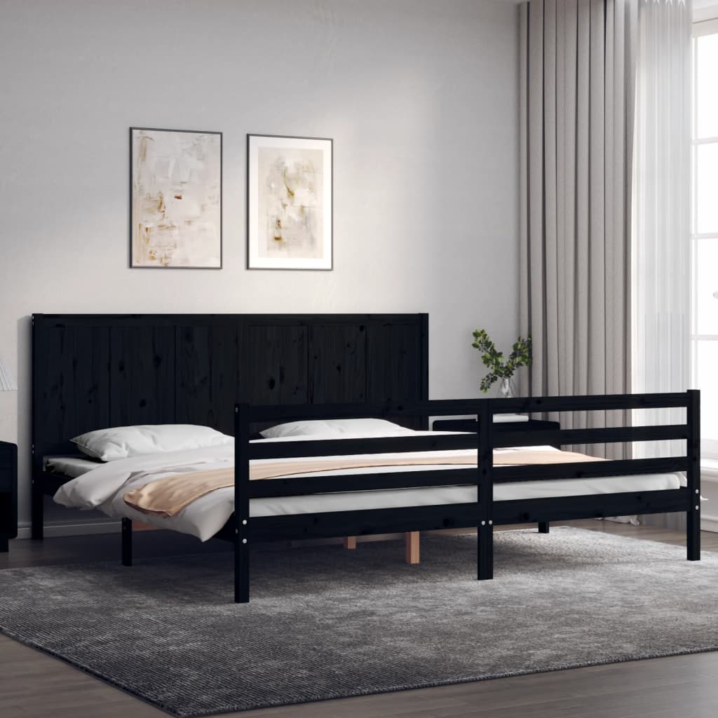 vidaXL Bed Frame with Headboard Solid Wood