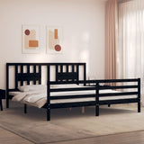 vidaXL Bed Frame with Headboard Solid Wood Grey 200x200 cm