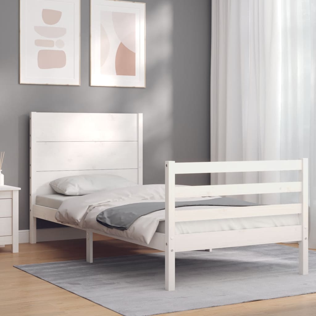 vidaXL Cadre de lit avec sabot de lit massif 100x200 cm