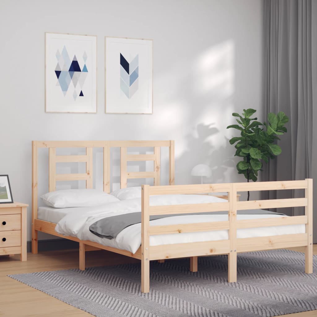 vidaXL Bedframe met hoofdbord massief hout wit