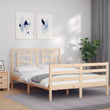 vidaXL Bedframe met hoofdbord massief hout wit