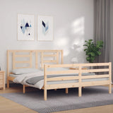 vidaXL Bedframe met hoofdbord massief hout wit