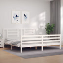 vidaXL Bed Frame with Headboard Solid Wood White