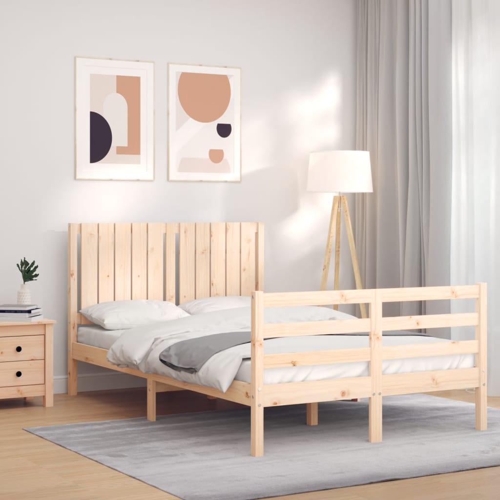 vidaXL Bed Frame with Headboard Solid Wood