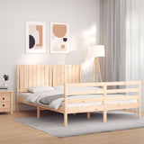 vidaXL Bed Frame with Headboard Solid Wood