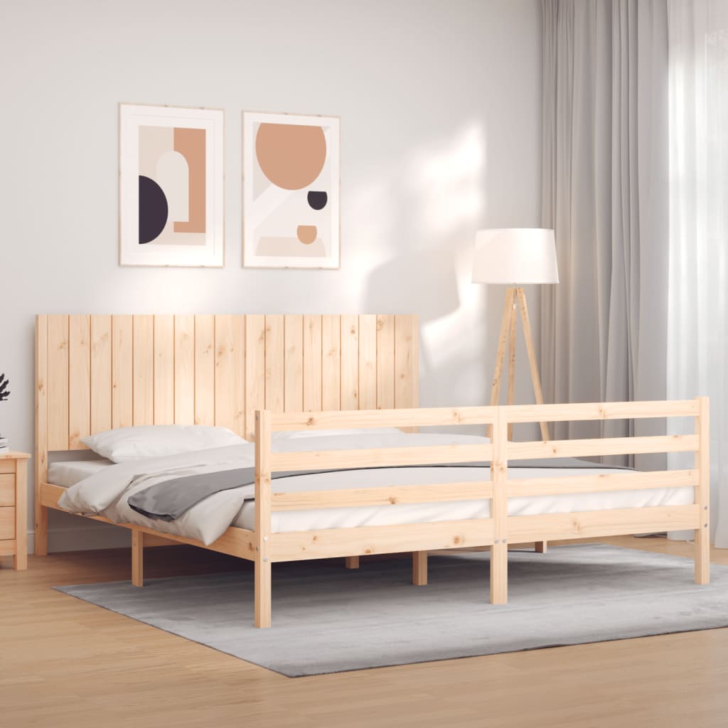 vidaXL Bed Frame with Headboard Solid Wood