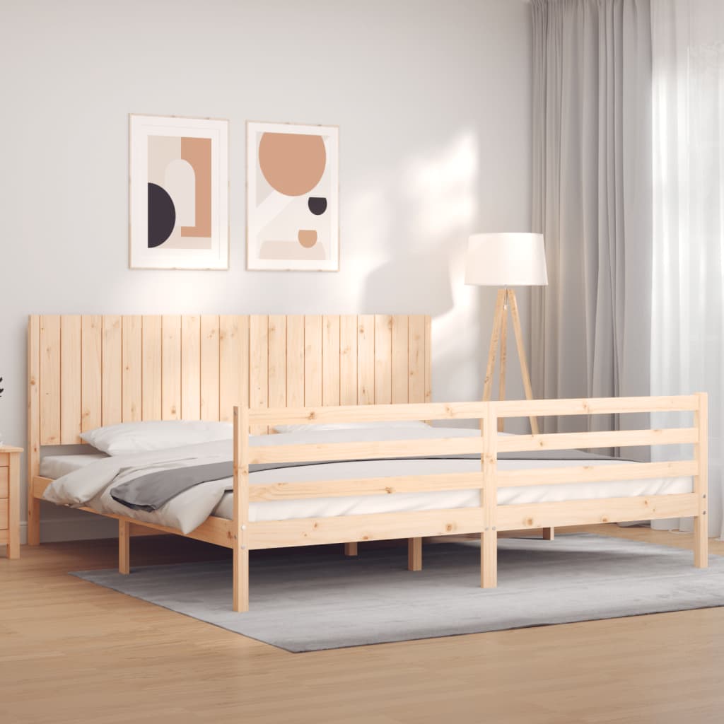 vidaXL Bed Frame with Headboard Solid Wood
