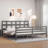 vidaXL Bed Frame with Headboard Solid Wood Grey 200x200 cm