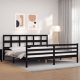 vidaXL Bed Frame with Headboard Solid Wood Grey 200x200 cm