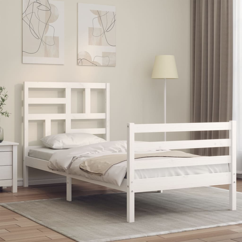 vidaXL Bedframe met hoofdbord massief hout