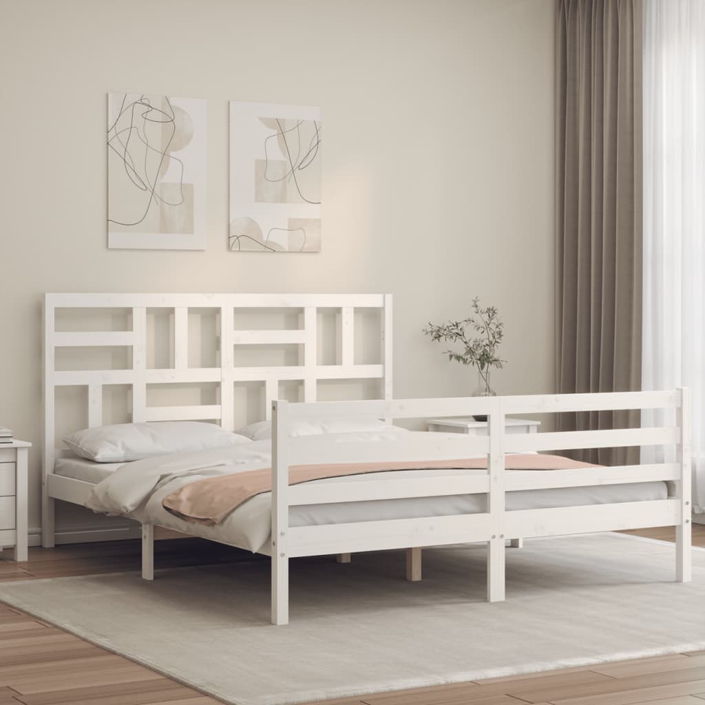 vidaXL Bedframe met hoofdbord massief hout