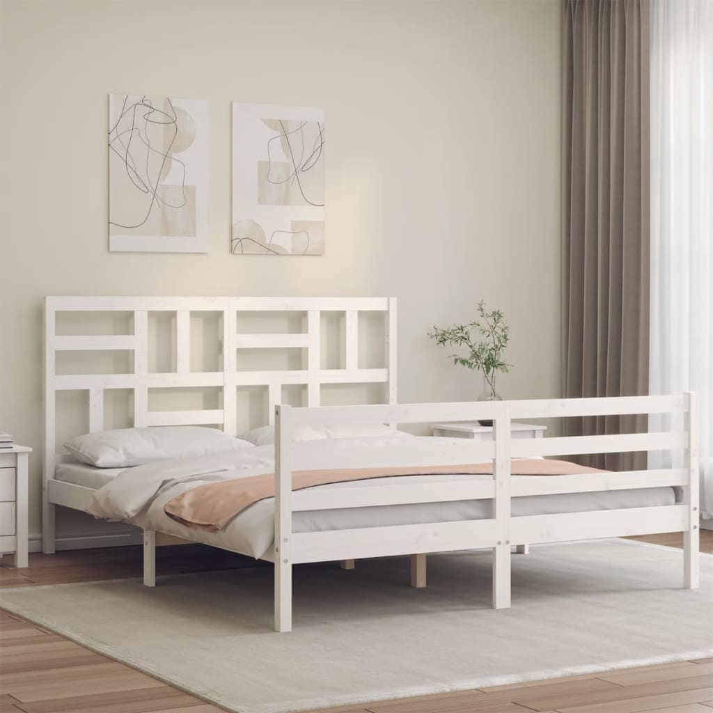 vidaXL Bedframe met hoofdbord massief hout
