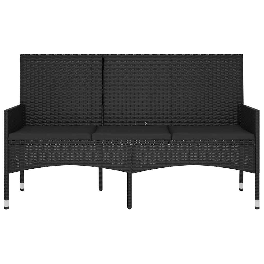 vidaXL Tuinbank 3-zits met kussens poly rattan bruin
