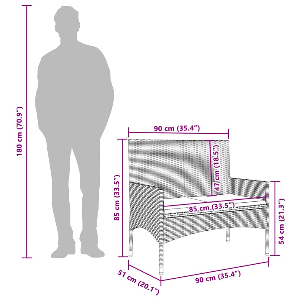 vidaXL 4-delige Loungeset met kussens poly rattan bruin