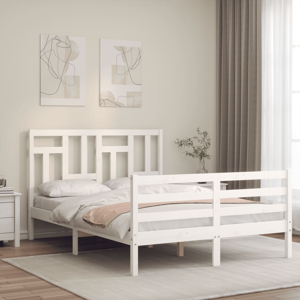 vidaXL Bed Frame with Headboard Solid Wood