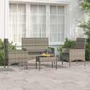 vidaXL 4-delige Loungeset met kussens poly rattan bruin