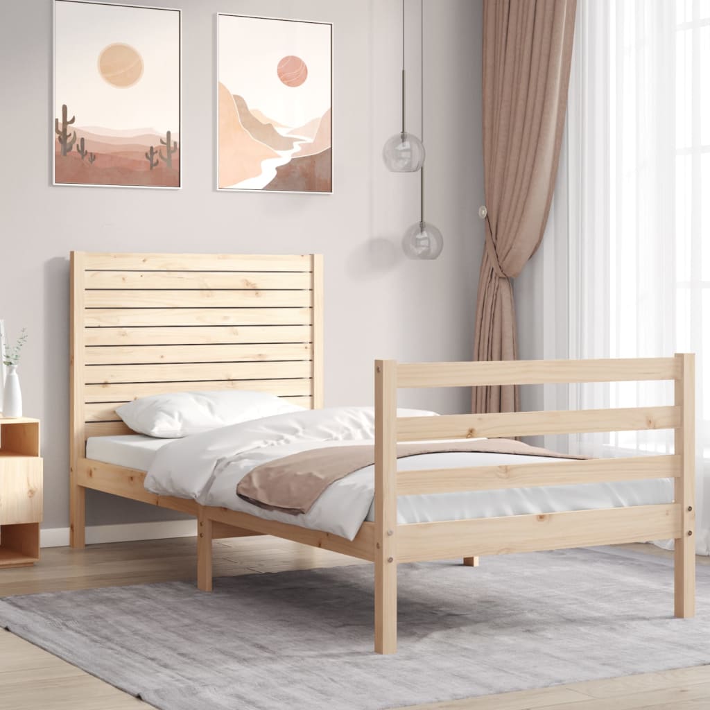 vidaXL Bed Frame with Headboard Solid Wood
