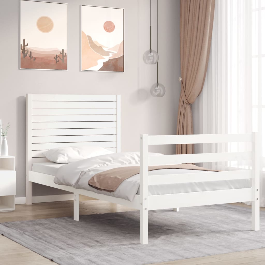 vidaXL Bed Frame with Headboard Solid Wood