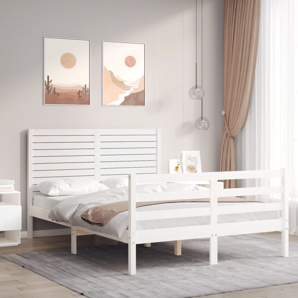 vidaXL Bed Frame with Headboard Solid Wood