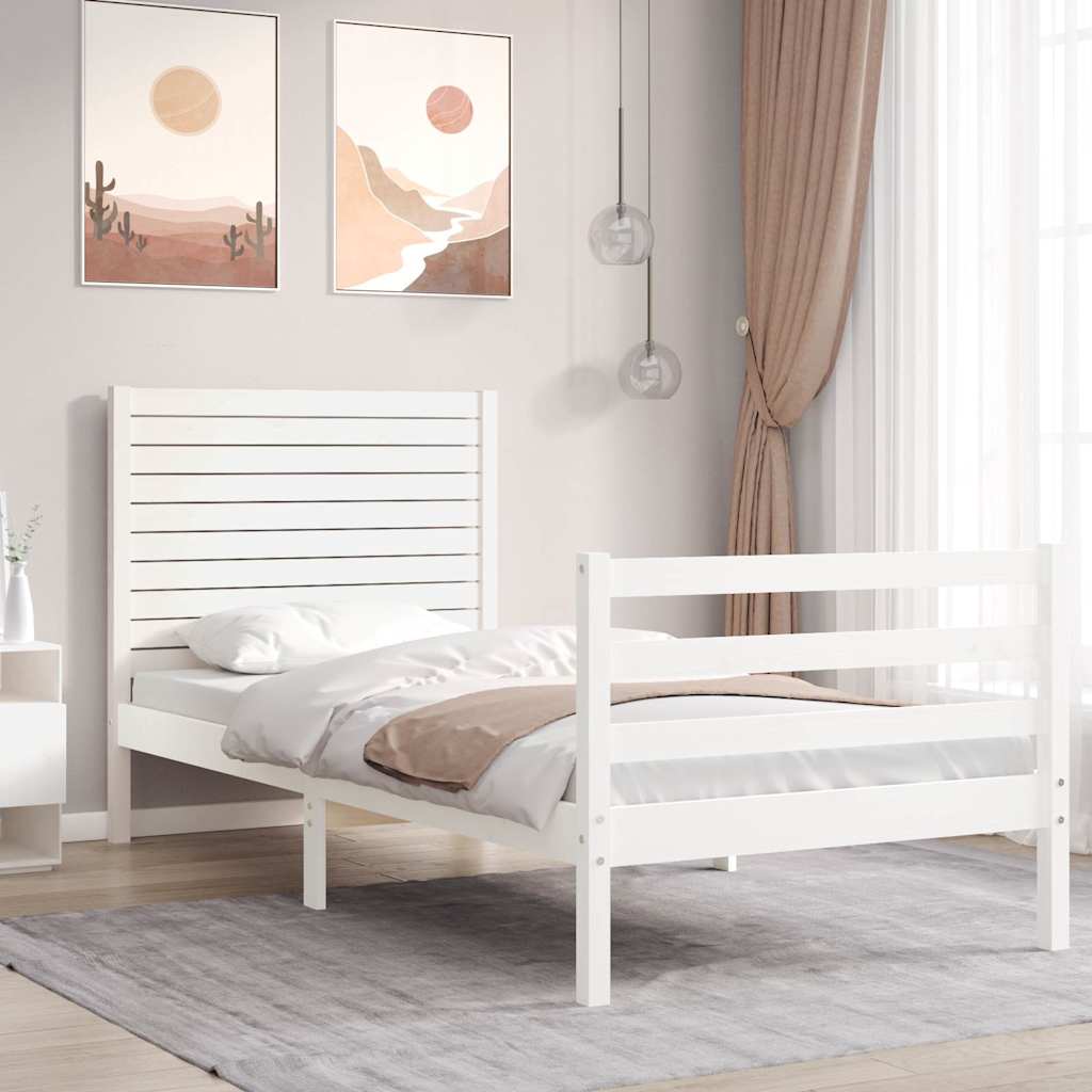 vidaXL Bed Frame with Headboard Solid Wood