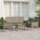 vidaXL 4-delige Loungeset met kussens poly rattan bruin