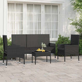 vidaXL 4-delige Loungeset met kussens poly rattan bruin