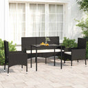 vidaXL 4-delige Loungeset met kussens poly rattan bruin