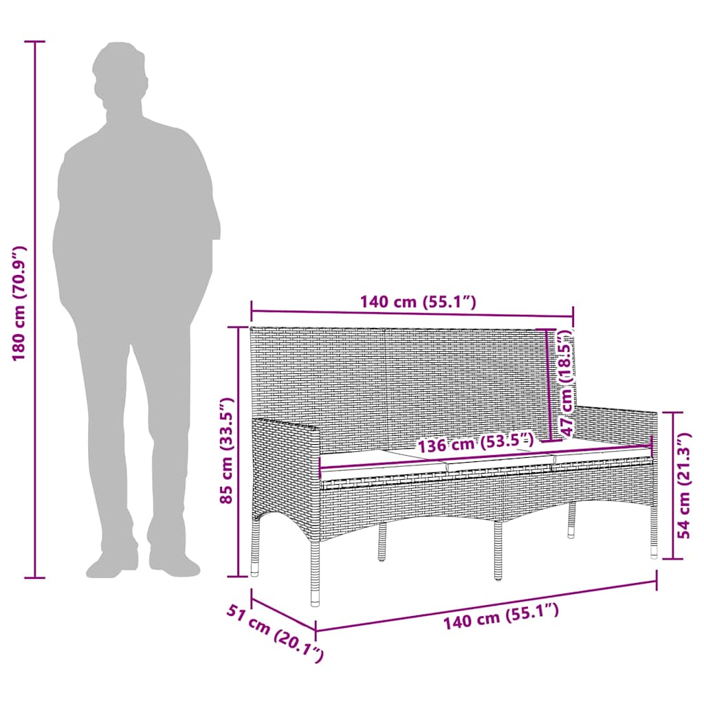 vidaXL 4-delige Loungeset met kussens poly rattan bruin
