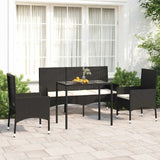 vidaXL 4-delige Loungeset met kussens poly rattan bruin