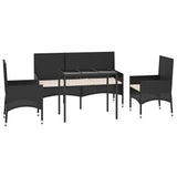 vidaXL 4-delige Loungeset met kussens poly rattan bruin